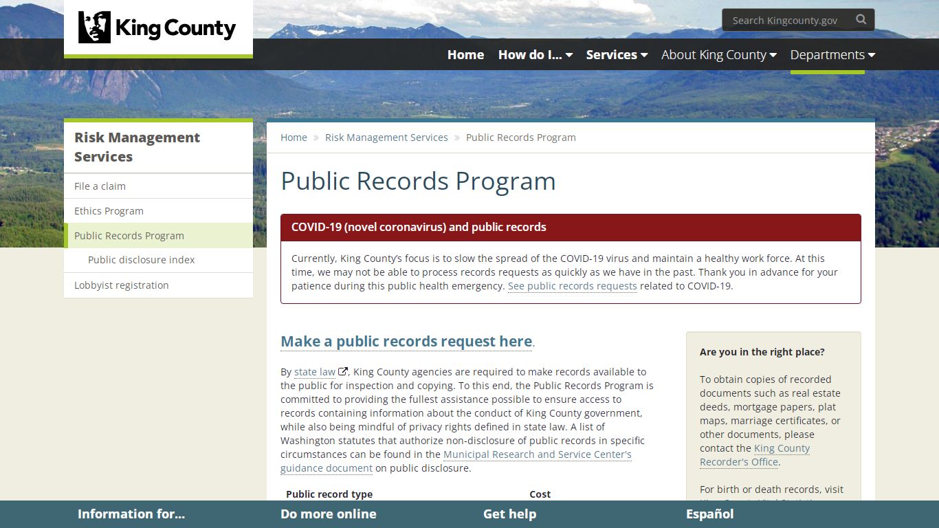 Public Records Program - King County - King County, Washington