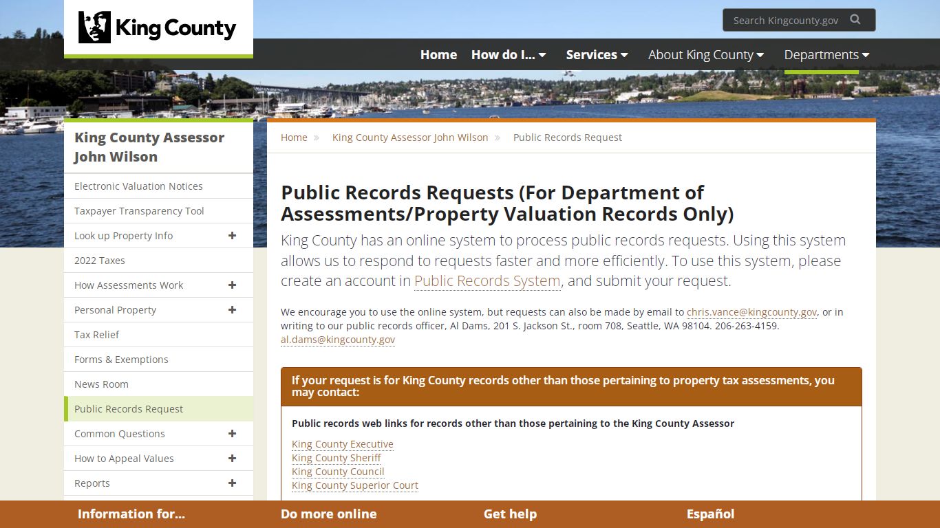 Public Records Request - King County - King County, Washington