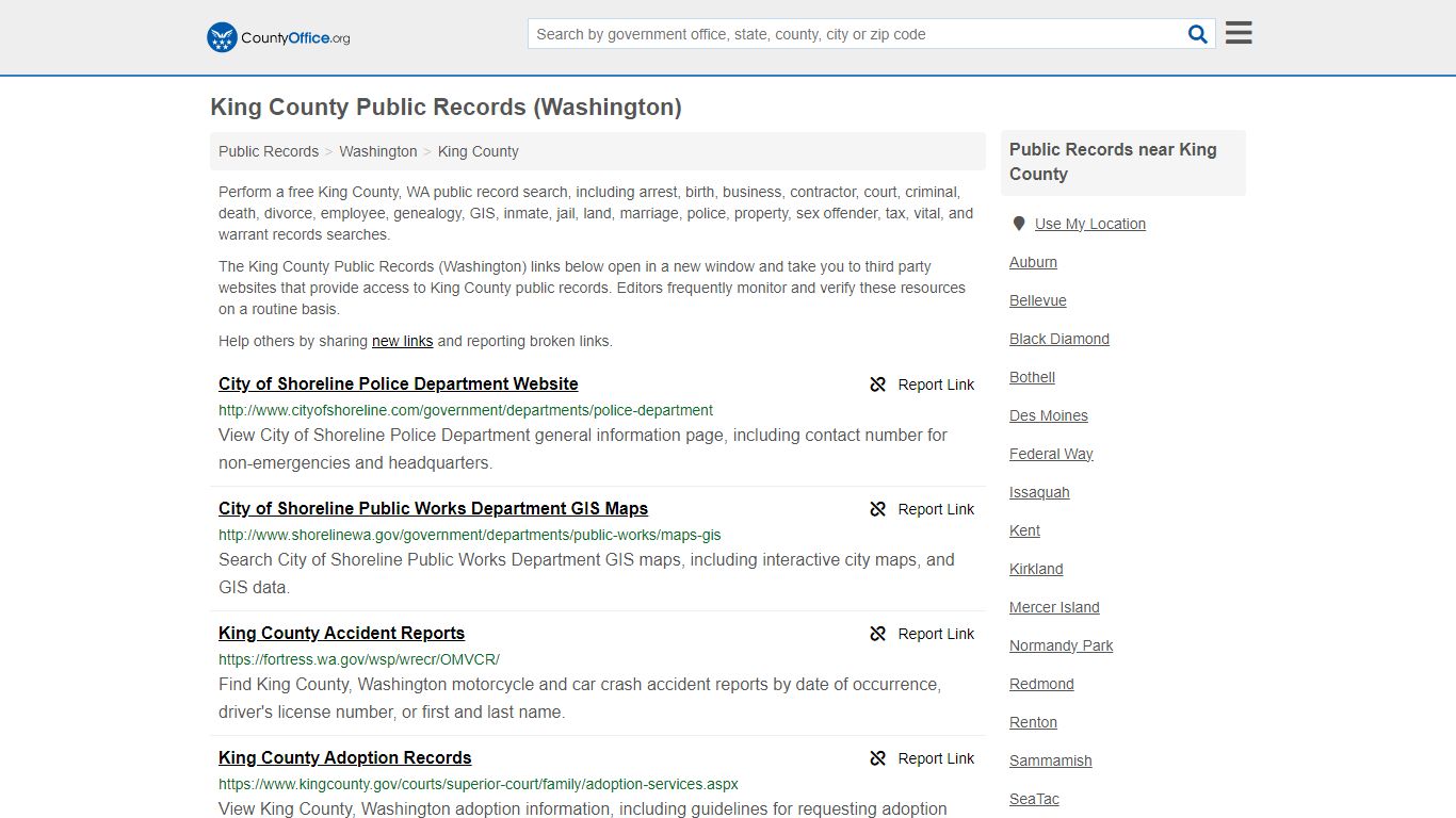 Public Records - King County, WA (Business, Criminal, GIS, Property ...